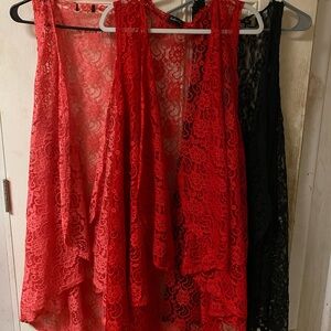 Chic Lace Cape for Women - Red and Black